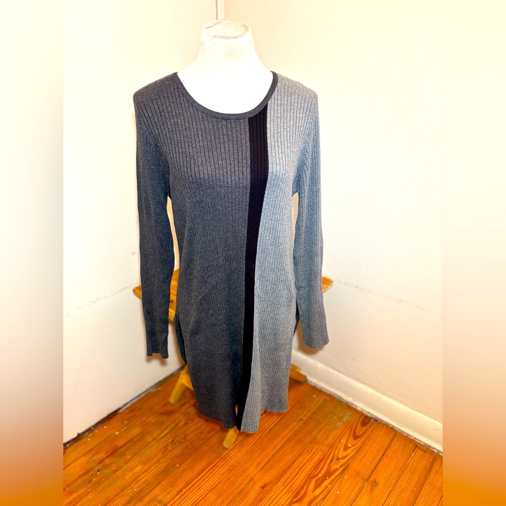 Alfani Two Toned Ribbed Long Sleeve Dress
